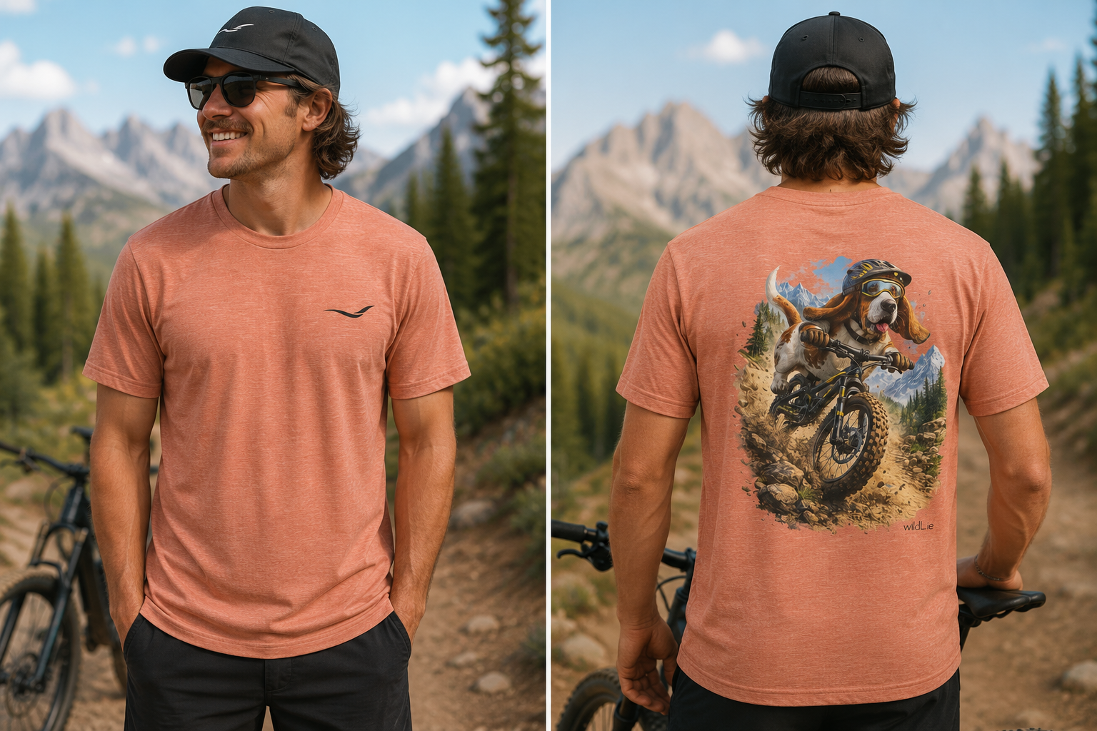 Winston on Wheels | Basset Hound Mountain Biking Tee