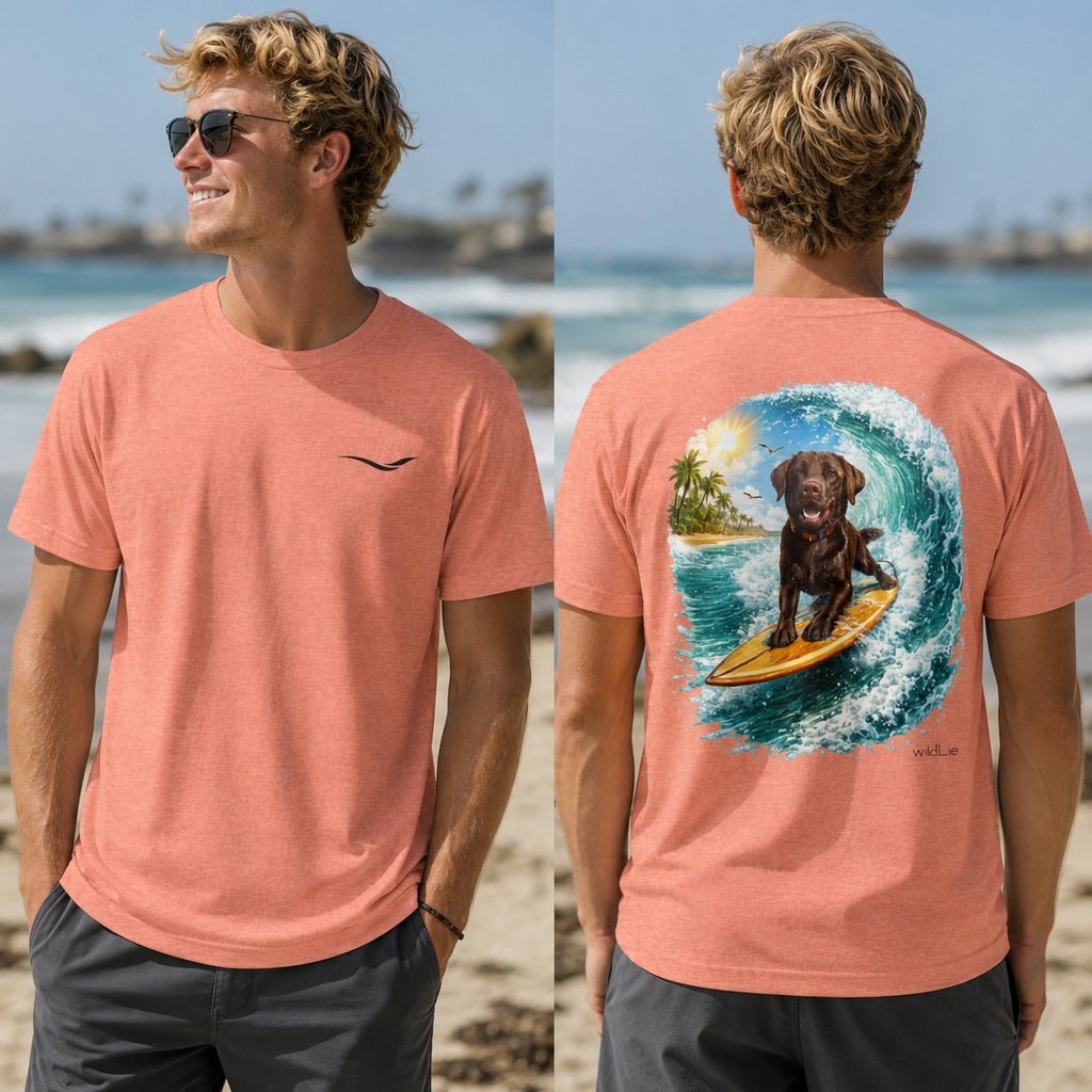 Beach Bum Beau | Chocolate Labrador Surfing Tee
