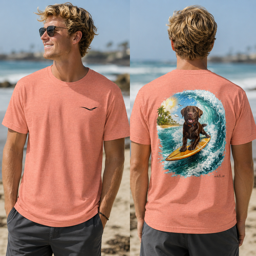 Beach Bum Beau | Chocolate Labrador Surfing Tee