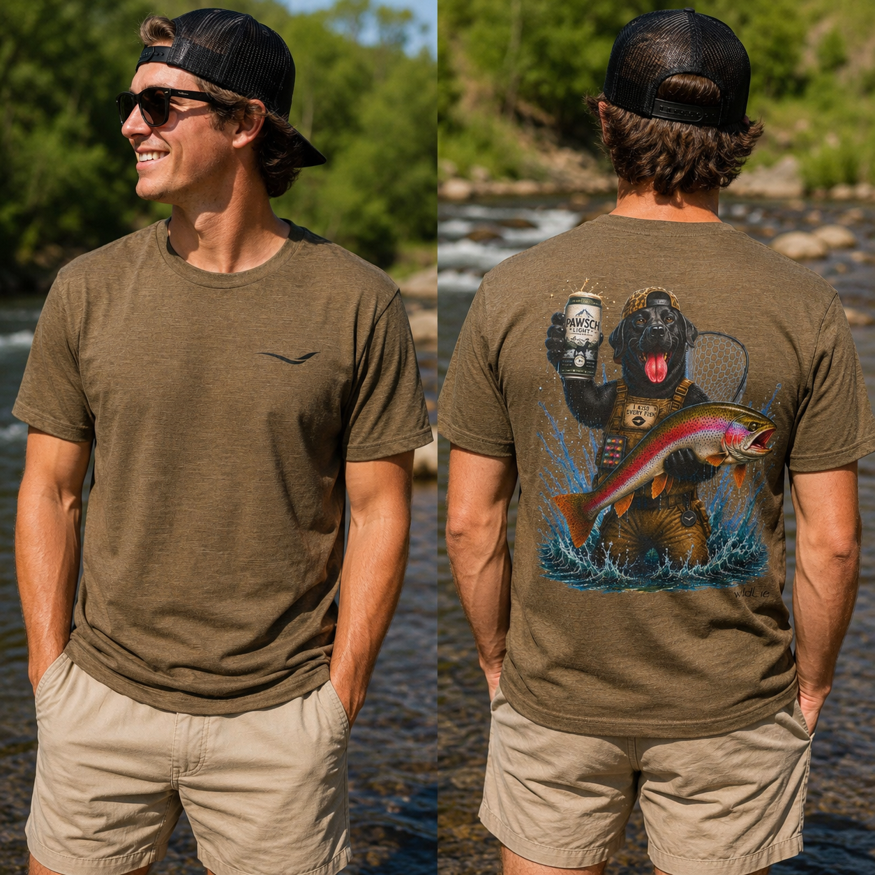 Hooked with Boone | Black Lab Fly Fishing Tee