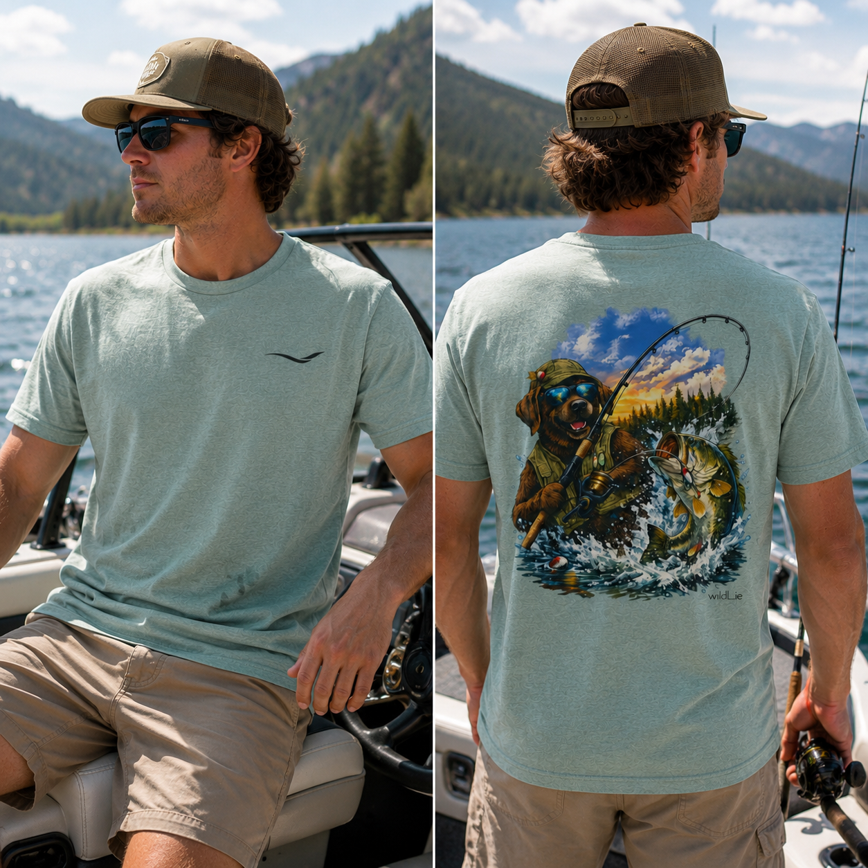 Bassmaster Beau | Chocolate Lab Fishing Tee